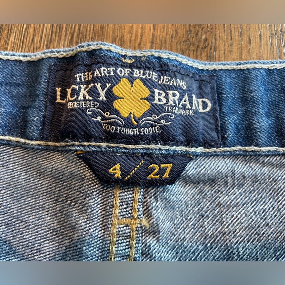 Lucky Brand The Cut Off Shorts Denim Jeans Medium Wash Raw Hem Summer- Size 4/27 - Picture 5 of 6